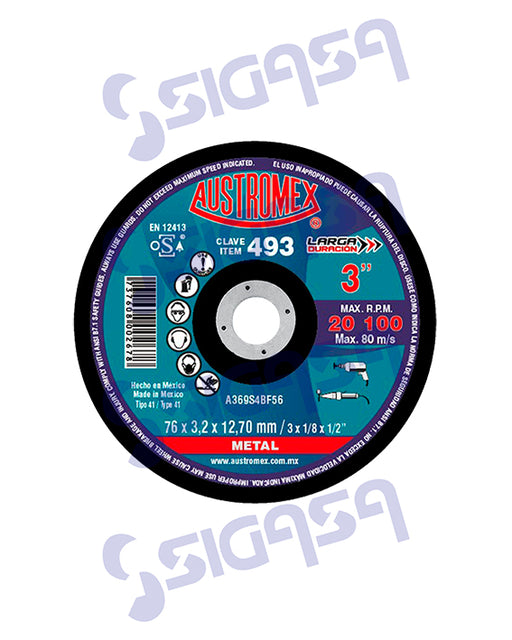 disco  493 p/mototool 3x1/8x1/2 75x3x12.(sp) - SIGASA