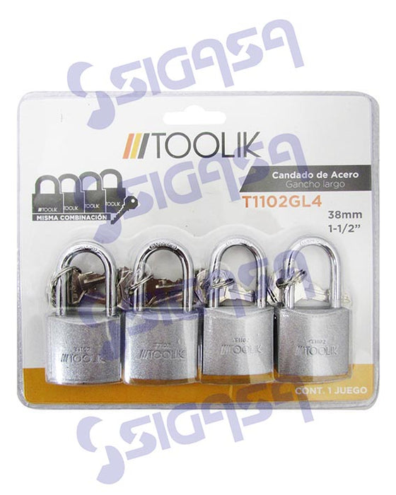 JGO TOOLIK T1102GL4 CANDADOS IGUALADOS 4 PIEZAS 38MM (6)