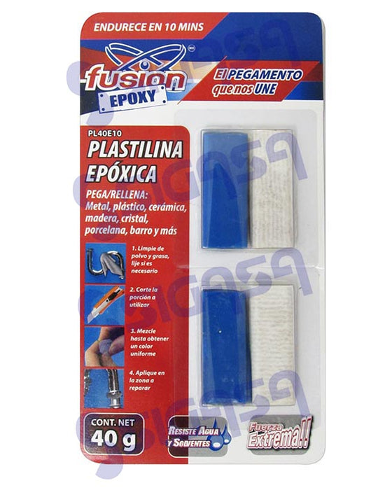 PLASTILINA FUSION PL40E10 EPOXICA 10 MINUTOS 40 gr. (SP20)