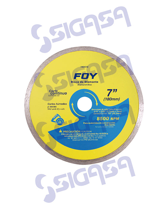 DISCO FOY 143512 DIAMANTE 7" RIN CONTINUO