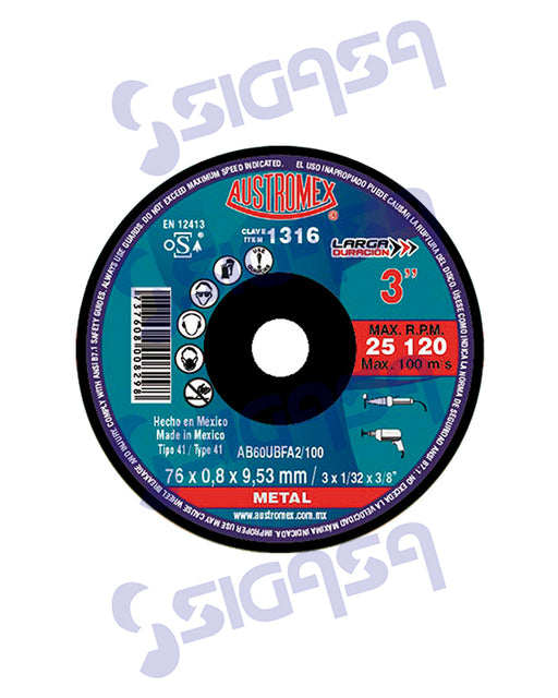 DISCO 1316 PLANO 3"x1/32x3/8, AUSTROMEX, SIGASA, SIGASA