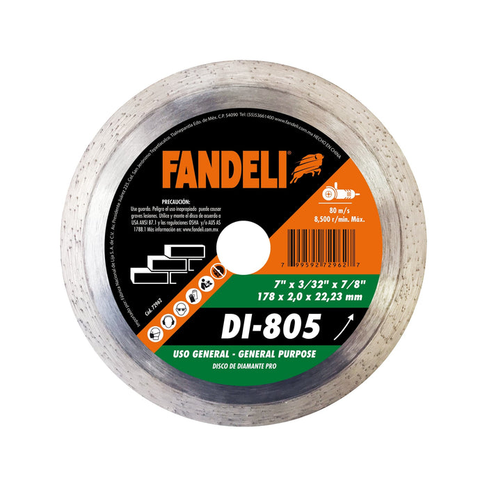DISCO FANDELI DIAMANTE DI-805/72962 DE 7" RIN CONTINUO 180x2.0x22.20mm (2559)