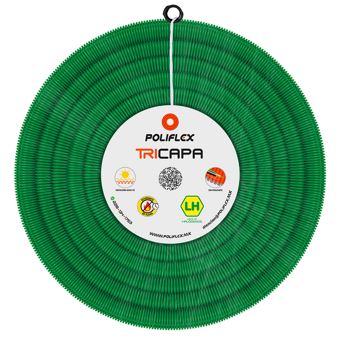 POLIFLEX VERDE 1" X 50 MTS CON GUIA EDIFICACION VERTICAL