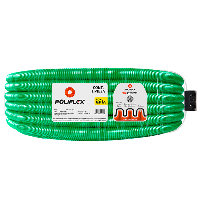 POLIFLEX VERDE 1" X 50 MTS CON GUIA EDIFICACION VERTICAL