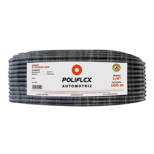 POLIFLEX NEGRO AUTOMOTRIZ  1/4"  RANURADO  (ROLLO 100mts) - SIGASA