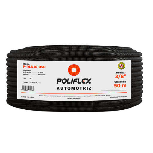 POLIFLEX NEGRO AUTOMOTRIZ 3/8"  RANURADO (ROLLO 50mts) - SIGASA