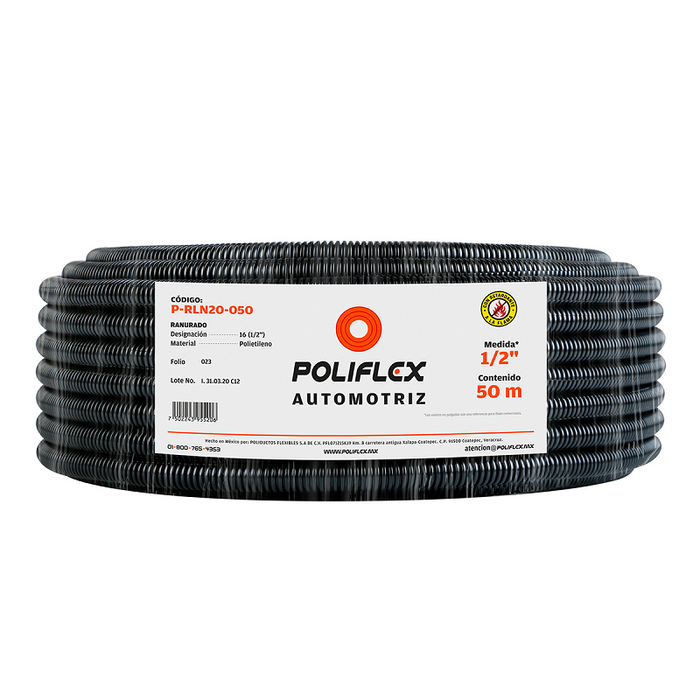 POLIFLEX NEGRO AUTOMOTRIZ 1/2" RANURADO (ROLLO 50mts) - SIGASA
