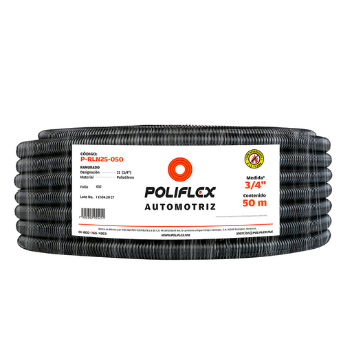 POLIFLEX NEGRO AUTOMOTRIZ 3/4" RANURADO (ROLLO 50mts) - SIGASA
