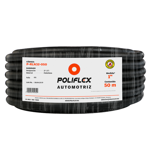 POLIFLEX NEGRO AUTOMOTRIZ RANURADO 1" (ROLLO 50mts) - SIGASA