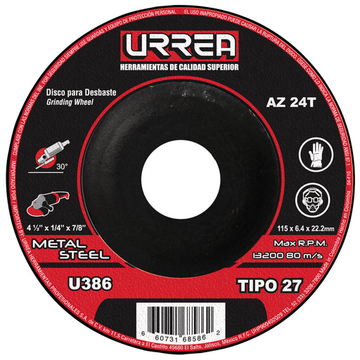 Disco urrea u368 4-1/2x1/8 t/27 metal uso mega pesado - Sigasa