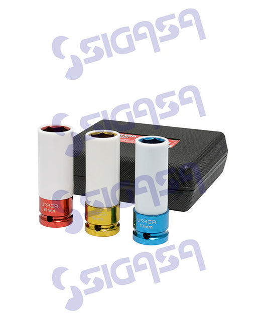 jgo urrea 7300mp c/3 dados impacto pared delg. y proteccion plast. - SIGASA