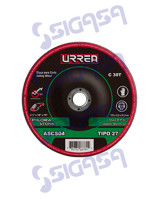 DISCO URREA ASCS09 (SP5) TIPO 27 9" CORTE PIEDRA (375) - SIGASA