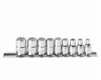 JGO URREA 47207 C/9 PZA DADOS 1/4 METRICOS C/RIEL