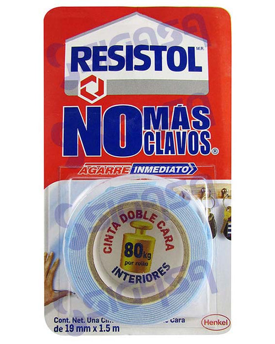 CINTA MONTAJE NO MAS CLAVOS 80 Kgs. 19mm X 1.5mts RESISTOL