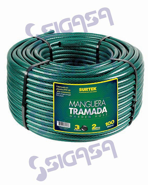 MANGUERA SURTEK M34T100 (130367) 3/4x100mts TRAMADA VERDE**