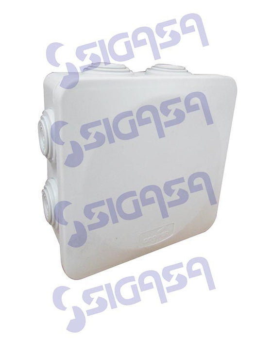 CAJA REGISTRO ESTANCAS CUADRADA 80x80x45/IP55 C/CONOS Y TAPA, PROTEC, SIGASA, SIGASA