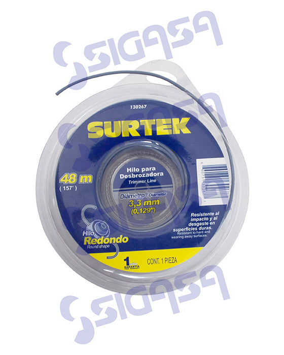 NYLON SURTEK 130267 GRIS 3.3mmx48mt P/DESBROZADORA