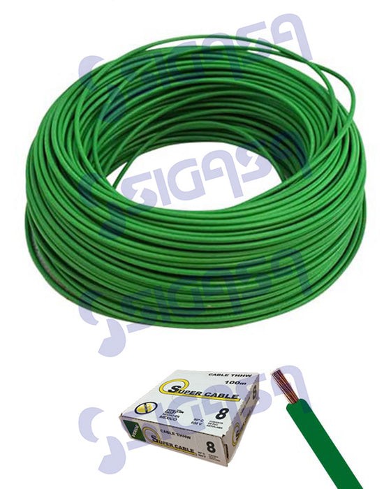 CABLE SUPERCABLE THHN #  8 VERDE (ROLLO 100 MTS)