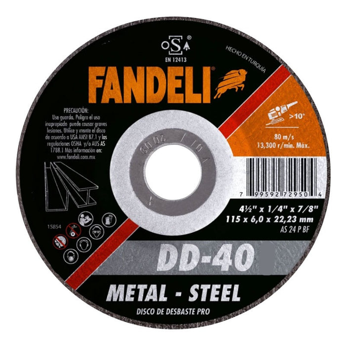 DISCO FANDELI ECO DD-405/76452 DE 4 1/2" DESBASTE METAL 115x7.0x22.2mm (560) - SIGASA