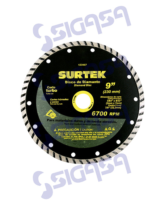 DISCO SURTEK 123461 (PVL) DIAMANTE TURBO 4-1/2"