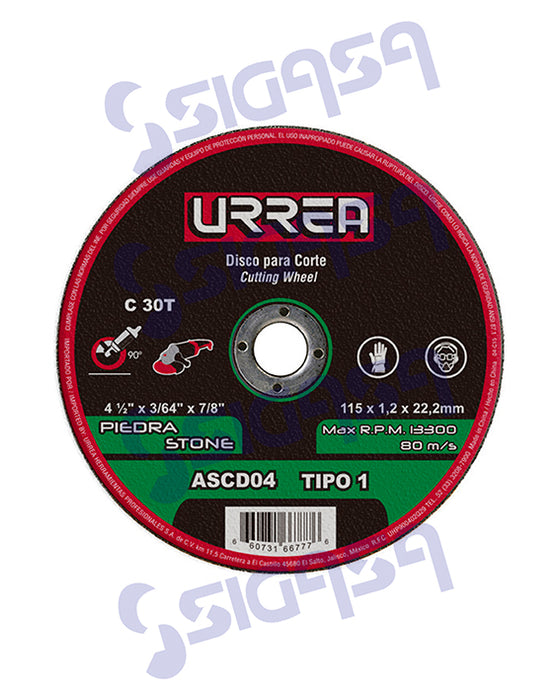DISCO URREA ASCD04 PLANO 4-1/2 CORTE PIEDRA