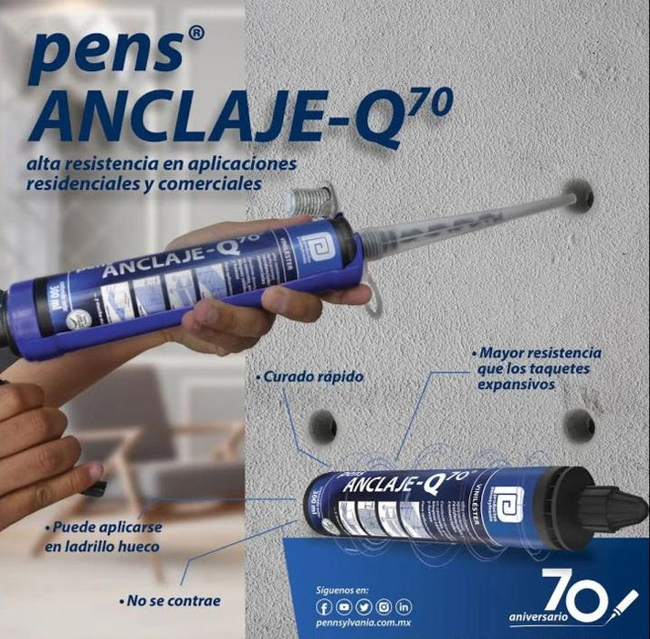 PENS ANCLAJE Q-70 GRIS CARTUCHO 300 ml. PENNSYLVANIA